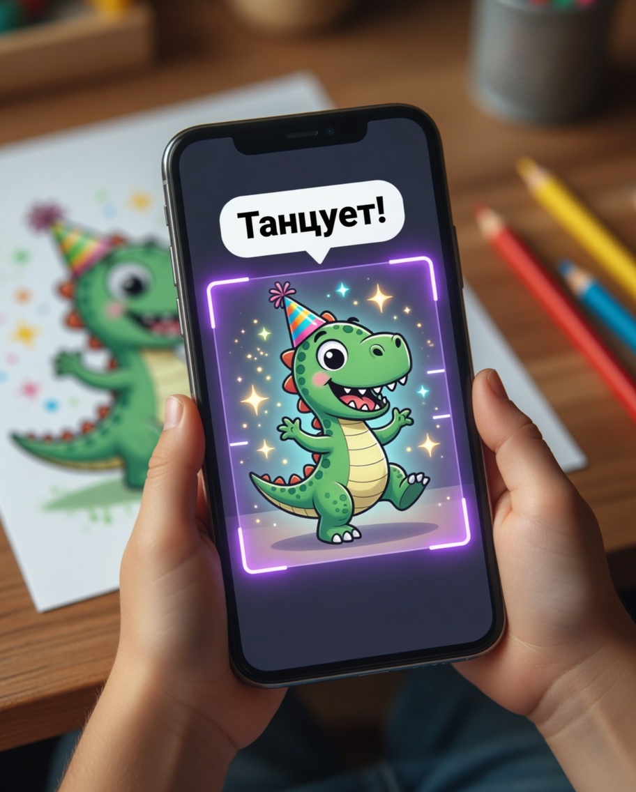 AR-мультфильм на телефоне